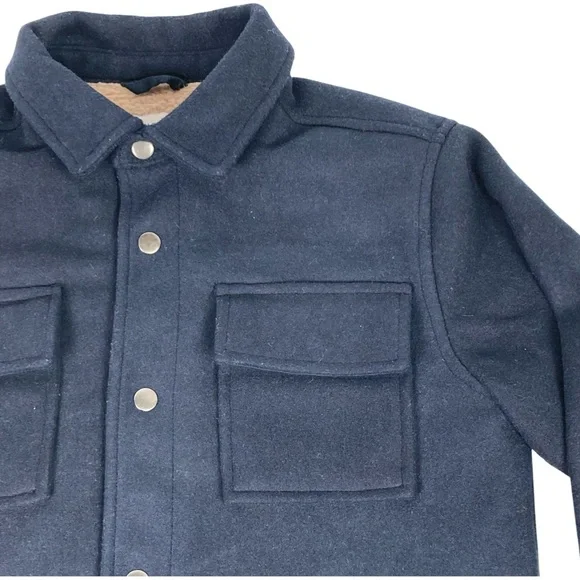 Old Navy Boys Winterized Shacket In Navy Size XL 14-16 Sherpa Lined Snap Front